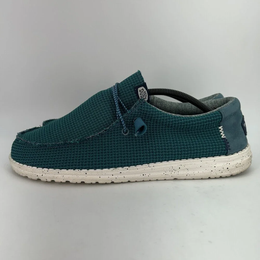 Hey Dude Wally Sport Mesh Shoes Mens Size 13 Teal Slip On Casual Loafers